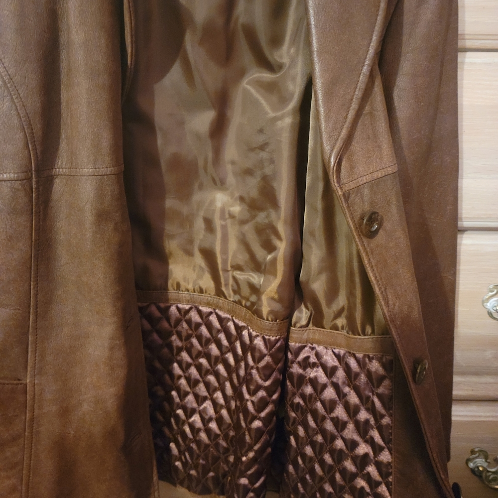 Wilson's Leather Brown Coat 100% Leather Medium Worn Once - Picture 6 of 8